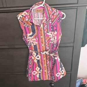 Wrangler Women's Multicolor Patterned Sleeveless Shirt